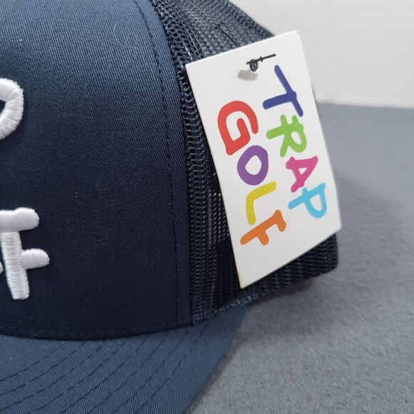 Trap Golf Embroidered Snapback Hat Navy Blue Trucker Mesh NWT - Picture 12 of 12